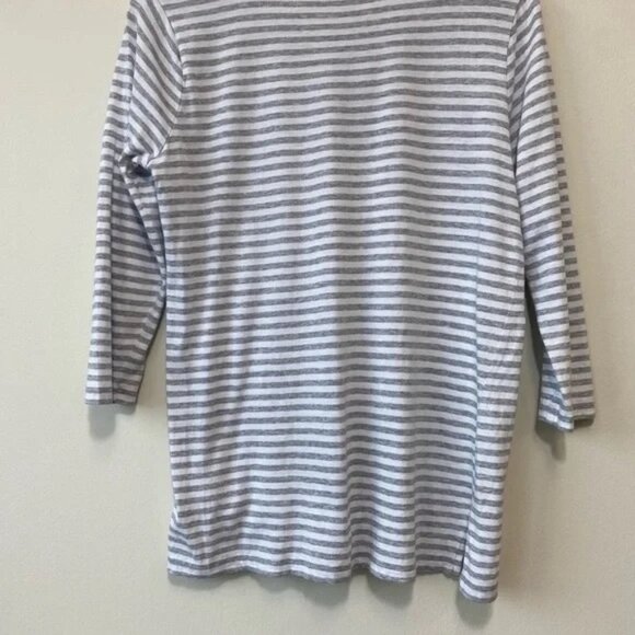 Michael Michael Kors Gray and White Striped Lace up 3/4 Sleeve Top - Picture 5 of 7